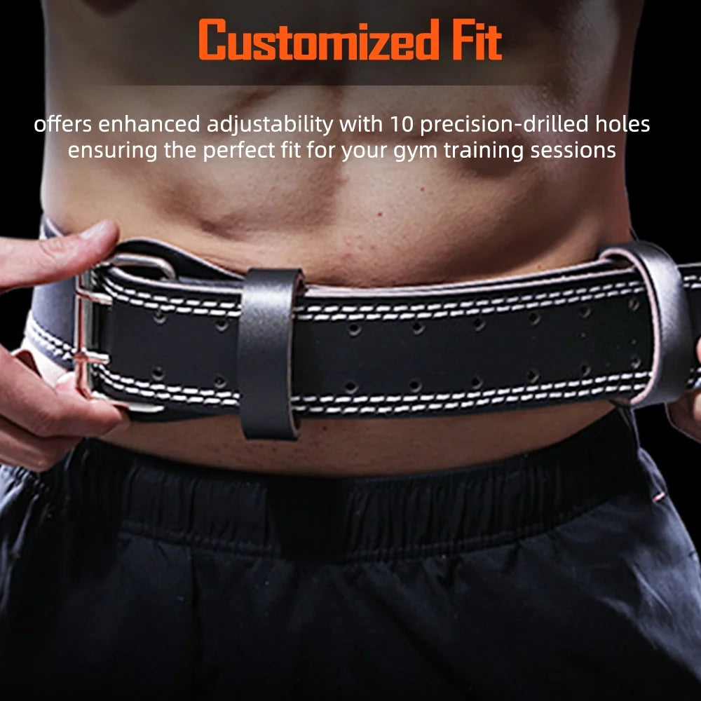 Genuine Leather Weight Lifting Belt - Adjustable with 6” Padded Lumbar Back Support for Gym Weight Belt Lumbar Back Support Powerlifting Weightlifting Heavy Duty Workout Training,Size M