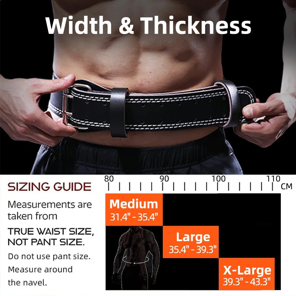 Genuine Leather Weight Lifting Belt - Adjustable with 6” Padded Lumbar Back Support for Gym Weight Belt Lumbar Back Support Powerlifting Weightlifting Heavy Duty Workout Training,Size M