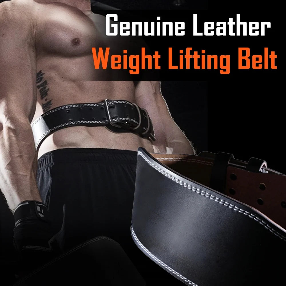 Genuine Leather Weight Lifting Belt - Adjustable with 6” Padded Lumbar Back Support for Gym Weight Belt Lumbar Back Support Powerlifting Weightlifting Heavy Duty Workout Training,Size M